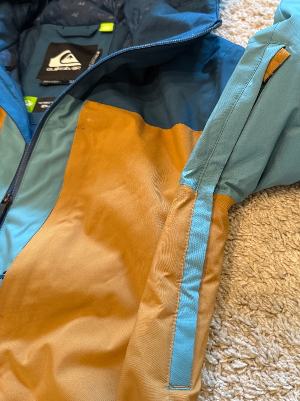 Quiksilver Boys 14 L DryFlight 15K Snowboard Ski Jacket Colorblock - Picture 7 of 13